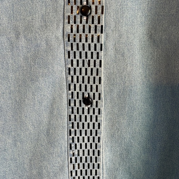 NWT Pretty Things Embellished Denim Button Down Shirt LG - Picture 4 of 11